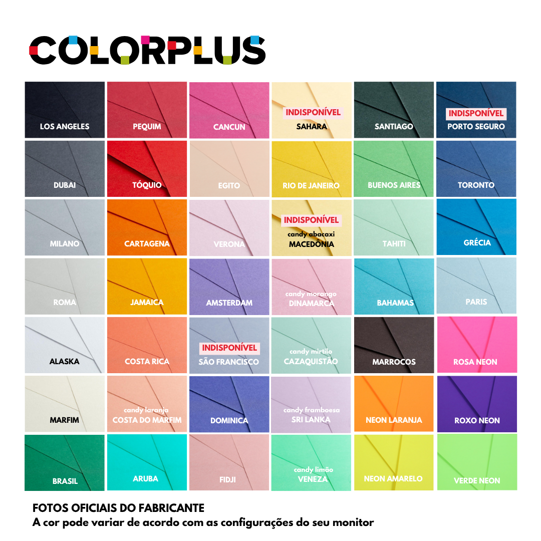 50 Folhas A4 – Color Plus – Massa Colorida – GRAMATURA 120g