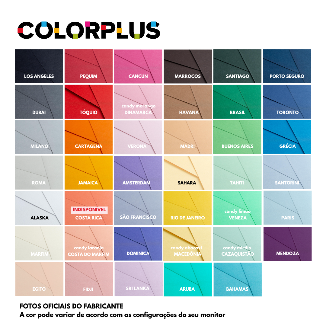 100 Folhas A4 – Color Plus Sólidos 180g